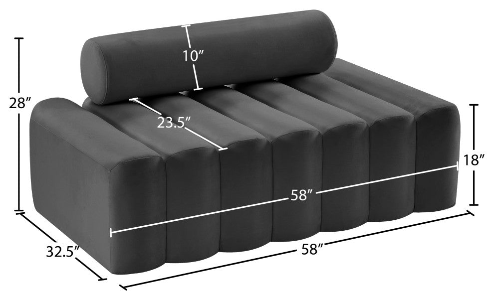 Melody Velvet Upholstered Chair, Gray, Loveseat