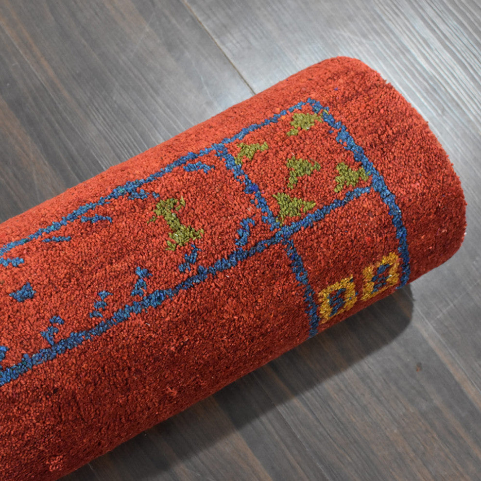 HAND KNOTTED LOOM SILK ECO-FRIENDLY AREA RUG -2'6''x12',Runner,Rust,Contemporary