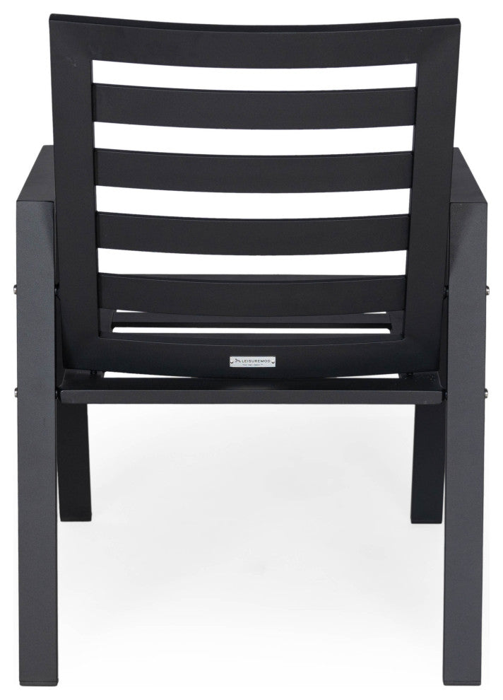 LeisureMod Chelsea Patio Dining Armchair in Aluminum with Cushions, Beige