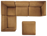 Conjure Channel Tufted Performance Velvet 5-Piece Sectional, Black Cognac