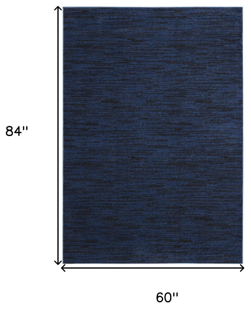 5' X 7' Midnight Blue Stain Resistant Indoor Outdoor Area Rug