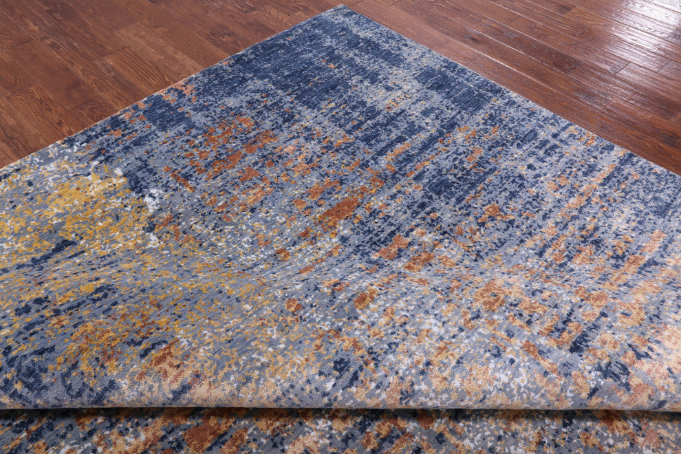 9' 0" X 12' 0" Abstract Wool and Silk Handmade Rug Q8865