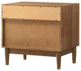 Artemio 2 Drawer Wood Nightstand With Shelf, Walnut Finish