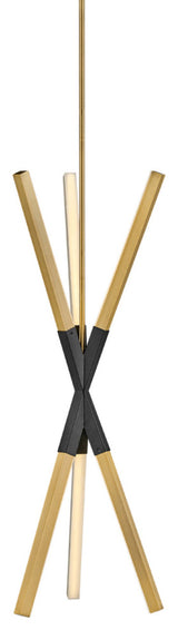 Fredrick Ramond FR30617 Rae 15"W LED Abstract Pendant - Lacquered Brass / Black