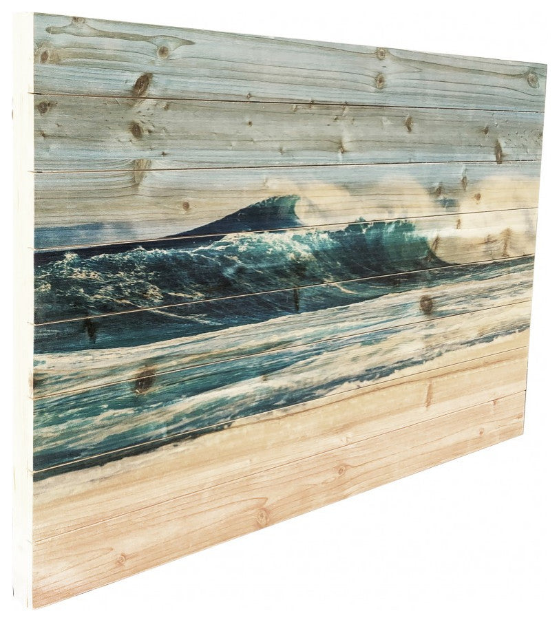 Crashing Waves on the Shoreline Wood Plank Wall Art