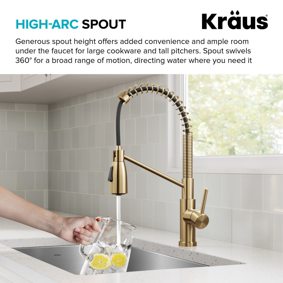 KRAUS Coda Commercial Style 2-Function 1-Handle Pull Down Kitchen Faucet, BB