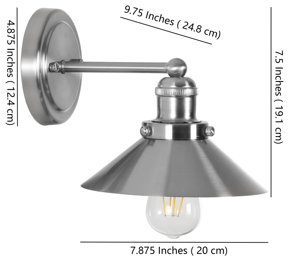 June Metal Shade Sconce, Nickel, 1-Light