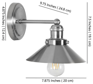 June Metal Shade Sconce, Nickel, 1-Light
