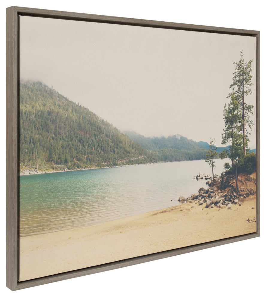 Sylvie Lake Tahoe California Mountain Framed Canvas by Laura Evans, Gray 28x38