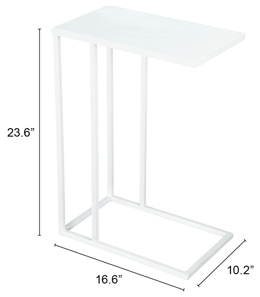 Sofa Side Table, Rectangular, Aluminum, Metal, White, Lounge Lobby Hospitality