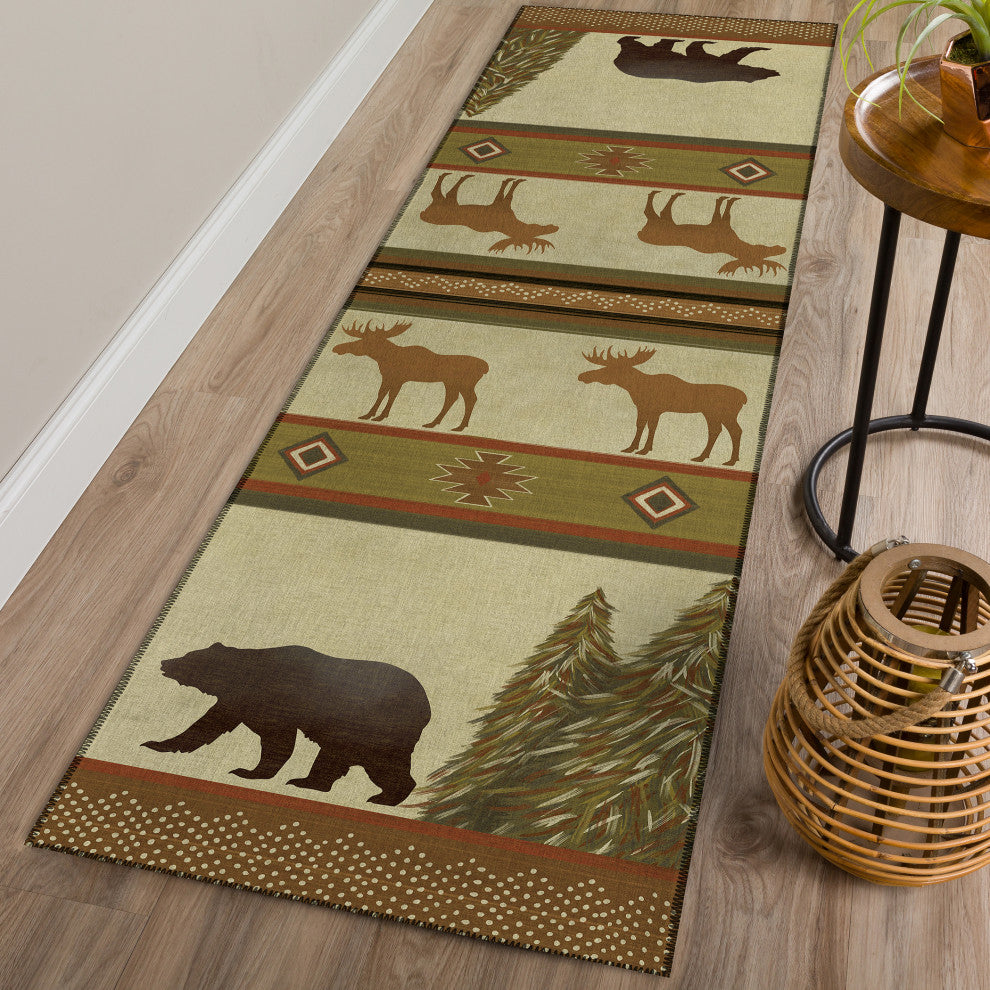 Indoor/Outdoor Excursion EX1 Beige Machine Washable 2'3" x 7'6" Runner Rug