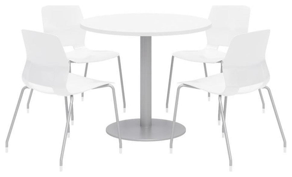 Olio Designs Round 42in Lola Dining Set - White Table - White Chairs