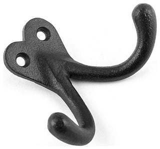 Double Wall Hook Black Cast Iron Hat and Coat Hook