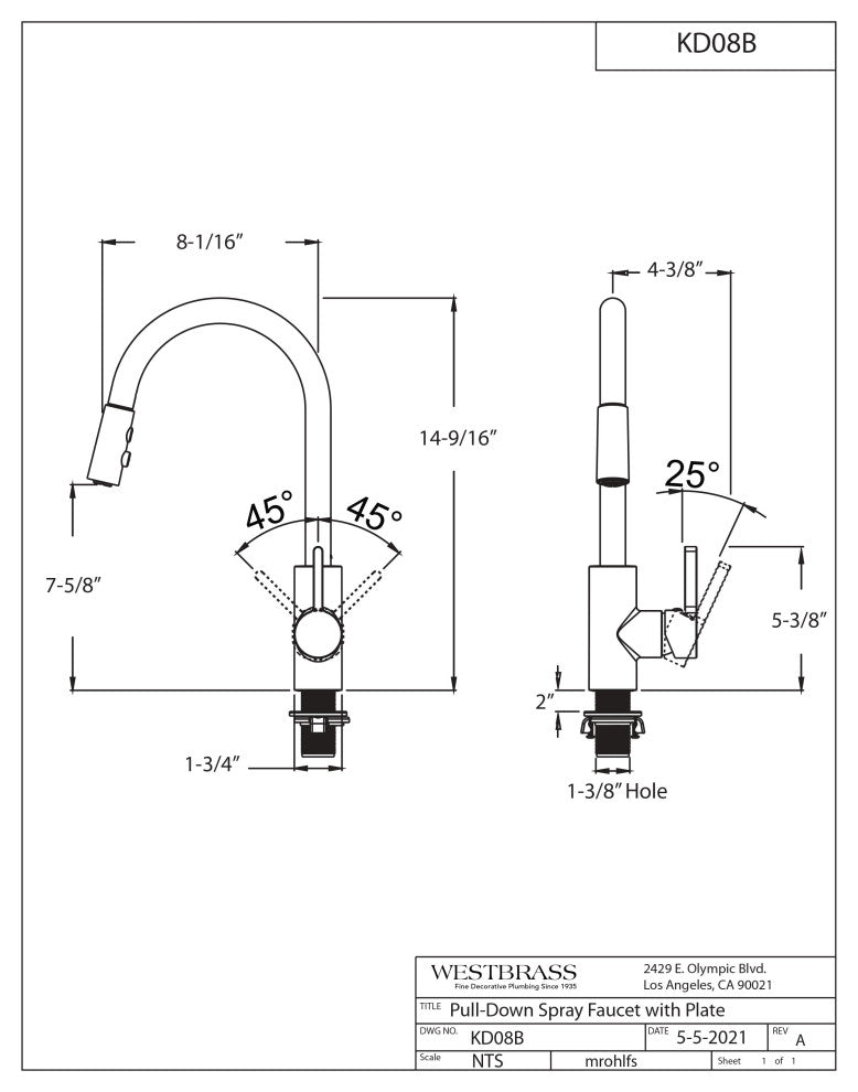 Kitchen Faucet Pull Down Dual Spray Hand Shower, Black/SS