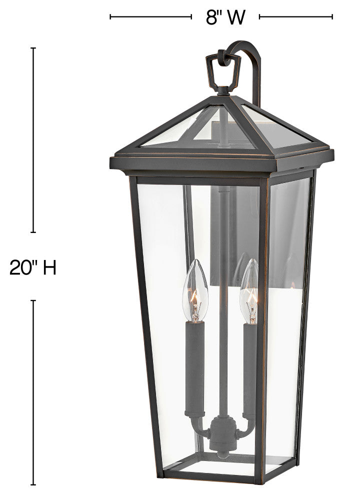Hinkley Alford Place 20" Md Outdoor LED Wall Mount Lantern, Oil Rubbed Bronze