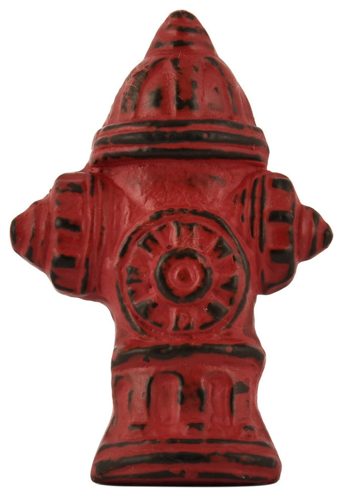 Set of 4 Fire Hydrant Cast Iron Cabinet Knobs in Distressed Red