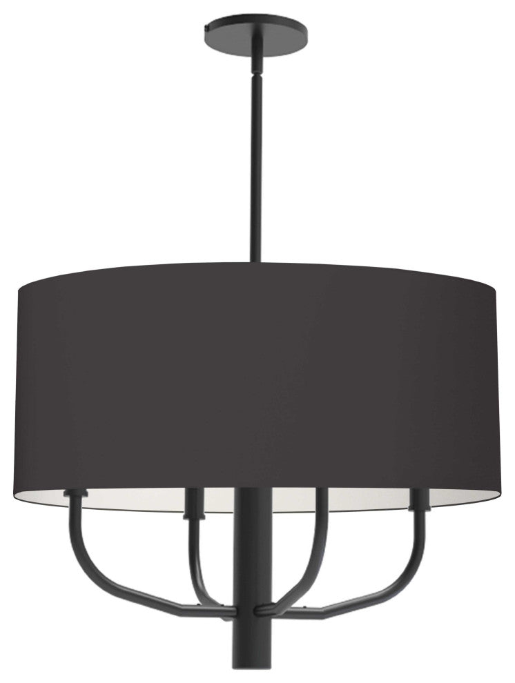 Eleanor Transitional 4 Light Black Matte Black Fabric Chandelier