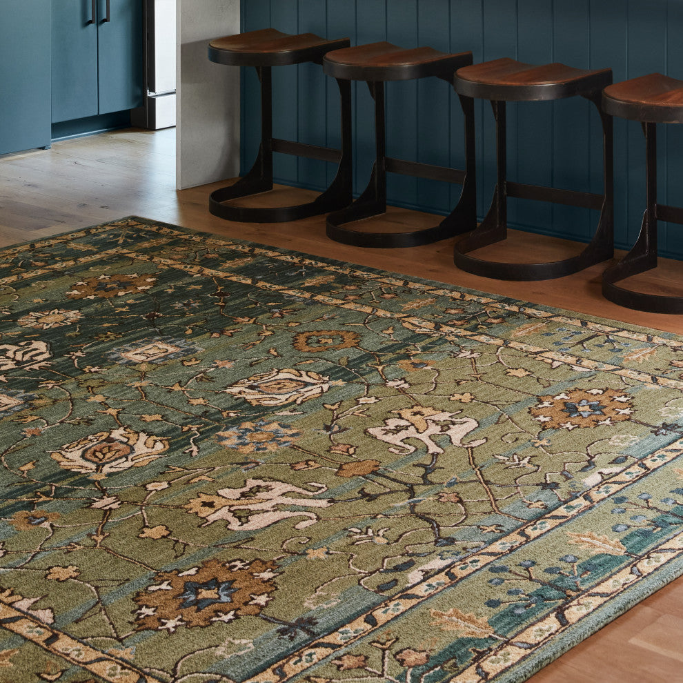 Vibe by Jaipur Living Ahava Handmade Oriental Green Rug, 5'x8'