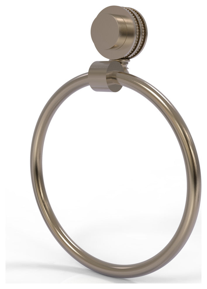 Venus Towel Ring With Dotted Accent, Antique Pewter