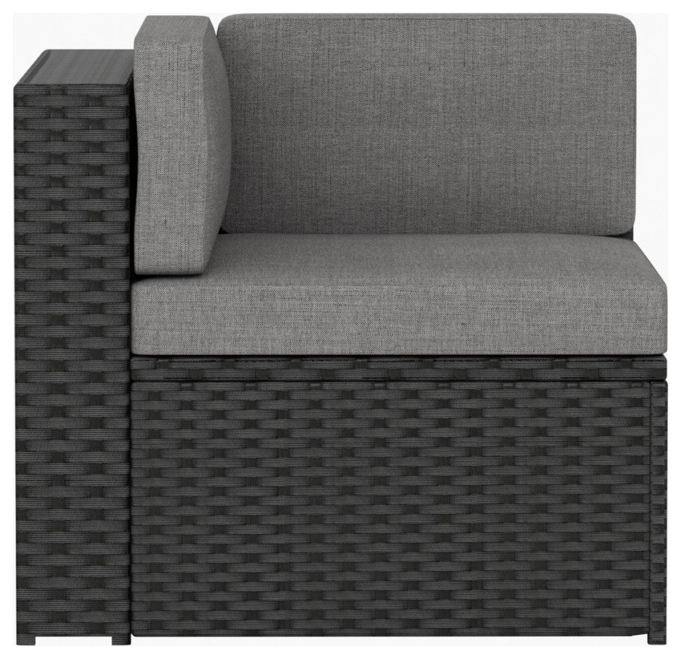 WestinTrends Outdoor Patio Cushioned Rattan Wicker Sofa, UV Water Resistant, Black