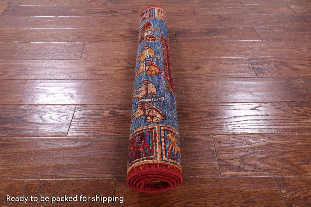 2' 7" X 4' 3" Antiqued Pazyryk Historical Design Hand Knotted Rug Q10871