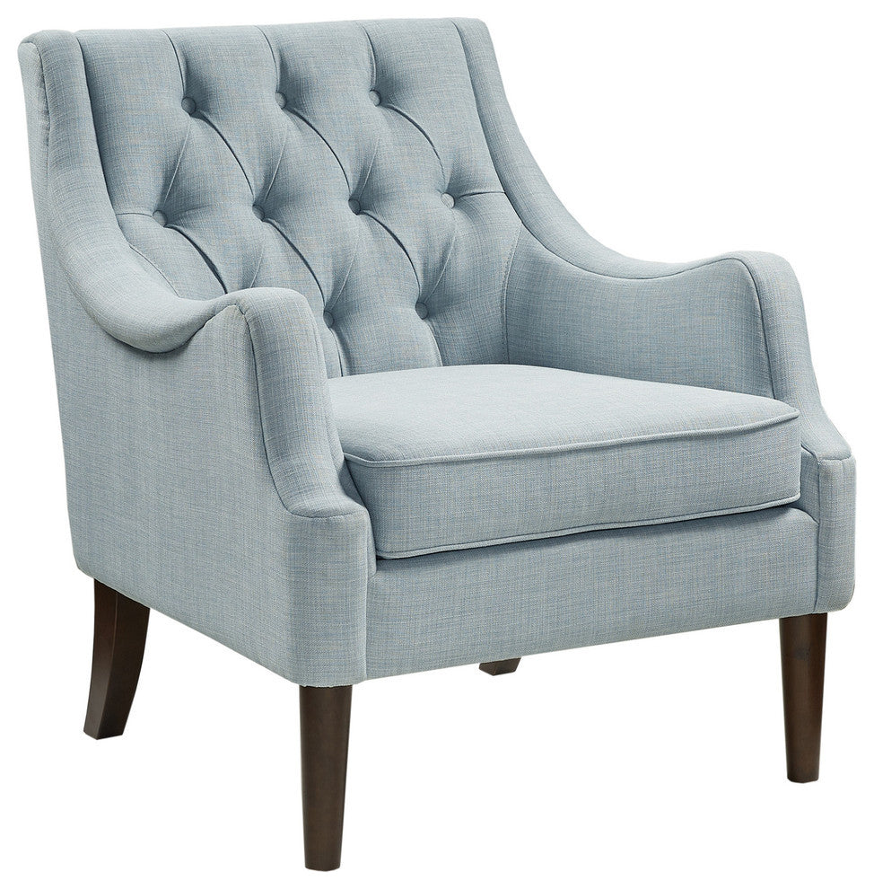 Madison Park Qwen Button Tufted Chair, Dusty Blue