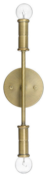 2 Light Simple Vanity Sconce for Wall Mount in Aged Brass