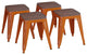 Kai Commercial Grade 18" Barstool with Wooden Seat, Stackable, Set of 4, Orange