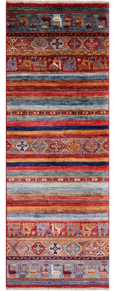 2' 4" X 6' 5" Runner Tribal Persian Gabbeh Handmade Rug Q11010