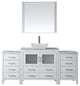 Virtu Dior 68" Single Bathroom Vanity, White With Faucet and Mirror