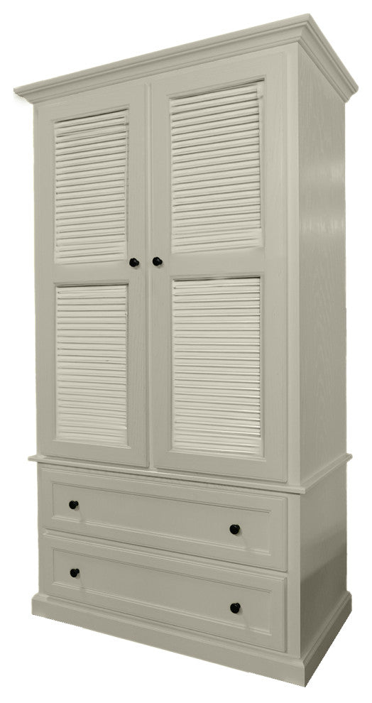 Modern Oak Extra Wide Wooden Wardrobe With Shutter Doors, Soft White