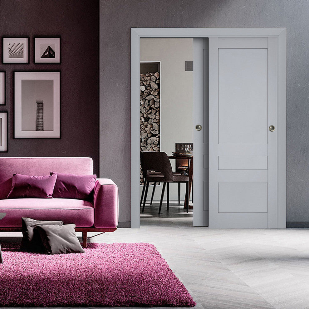 Sliding Bypass Doors 48 x 80, Veregio 7411 Grey