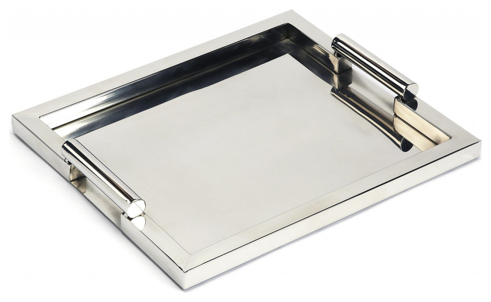 18" Silver Stainless Steel Serving Tray