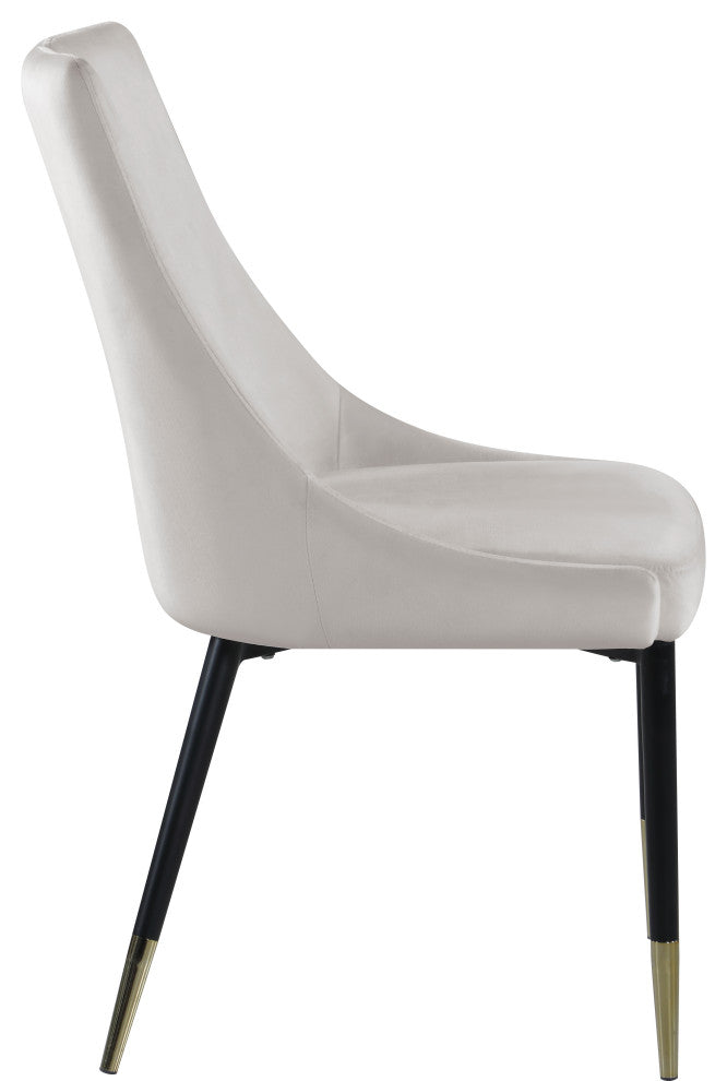 Sleek Velvet Upholstered Dining Chair (Set of 2), Cream
