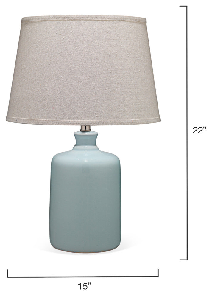 Light Blue Milk Jug Table Lamp With Tapered Shade