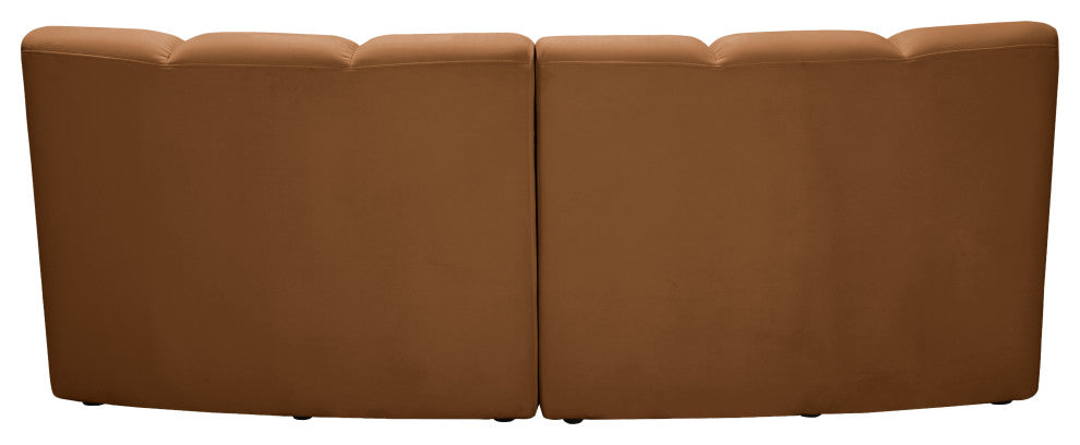 Infinity Channel Tufted Velvet Modular Chair, Saddle, 2 Piece