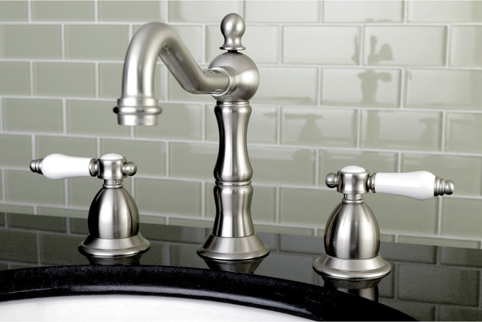 Kingston Brass Widespread Bathroom Faucet With Brass Pop-Up, Brushed Nickel