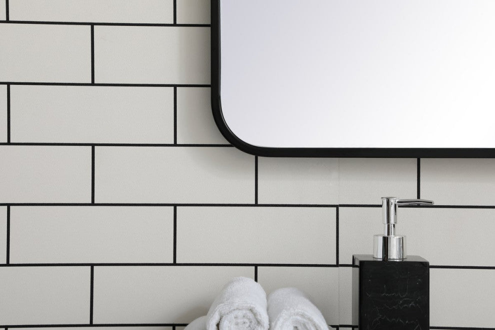 Ellis Soft Corner Metal Rectangular Mirror, Black, 22"x40"