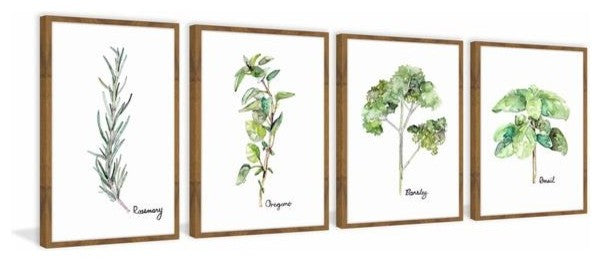 "Herb Squad" Framed Painting Quadriptych, 64"x24"