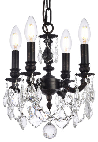 Elegant Lighting 9104D10/RC Lillie 4 Light 10"W Crystal - Dark Bronze