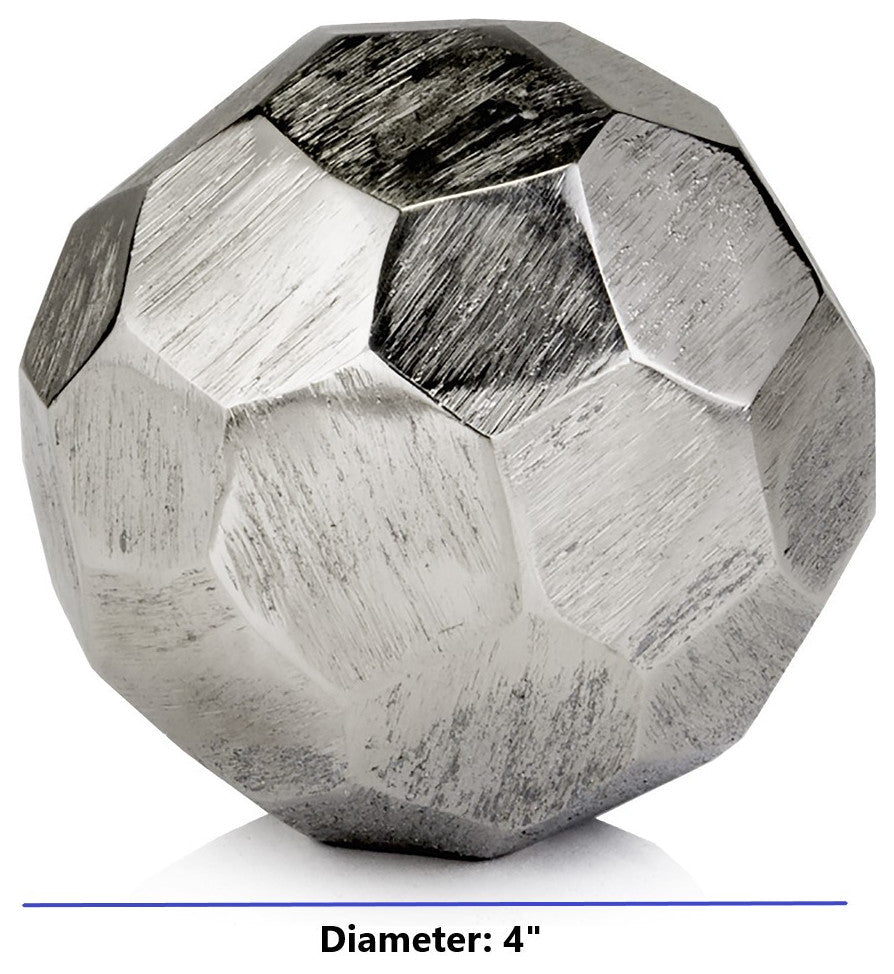 4" Silver Rough Hewn Faceted Sphere