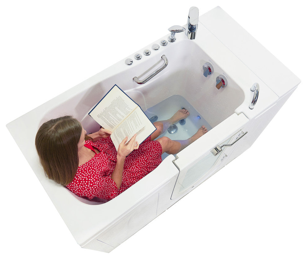 Ella Capri 30"x52" Air+Hydro Massage Walk-In Bathtub, Outward Swing Door, Faucet
