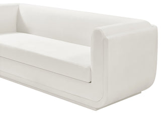 Kimora Linen Textured Fabric Upholstered Loveseat, Cream