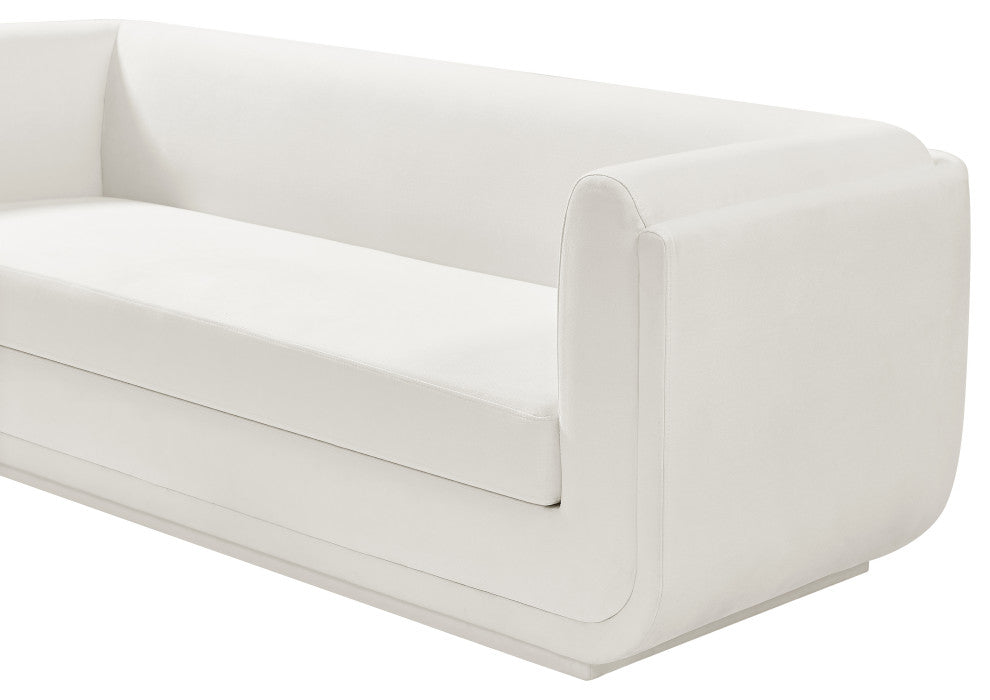 Kimora Linen Textured Fabric Upholstered Loveseat, Cream