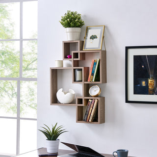 Danya B Intersecting Cube Shelves, Weathered Oak