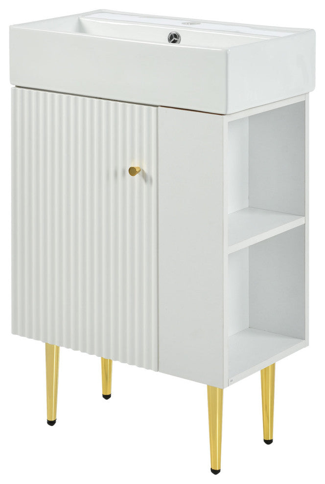 TATEUS 21.6 inch Single Ceramic Vessel Sink Bathroom Storage Cabinet, Right Side Storge