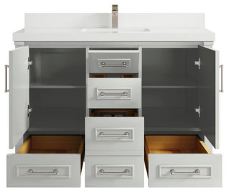 Aberdeen 48 Single Sink Bath Vanity in Coventry Gray 2" White Quartz