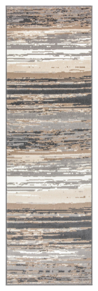 Nourison Jubilant 2'3" x 7'3" Grey Beige Modern Indoor Rug
