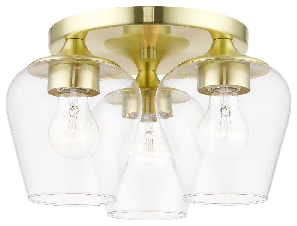 Willow 3 Light Satin Brass Flush Mount