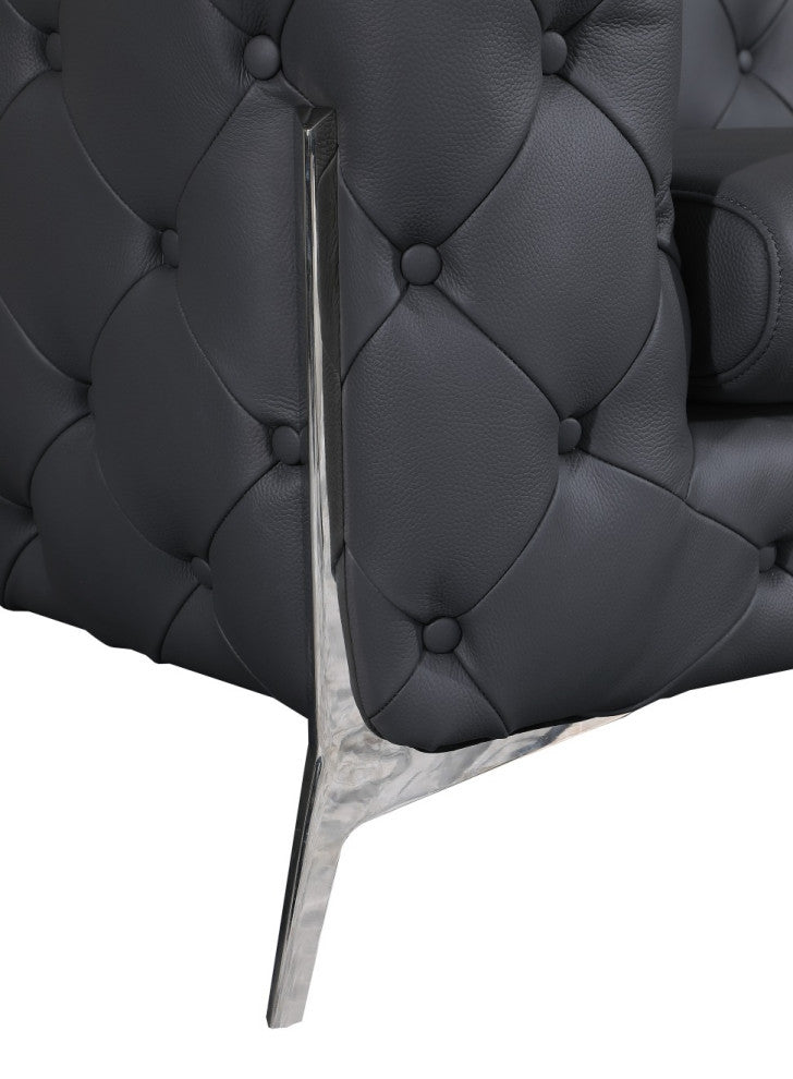 Angelica Italian Leather Sofa, Gray